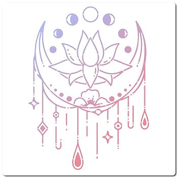 PET Plastic Drawing Painting Stencils Templates, Square, White, Flower, 30x30cm