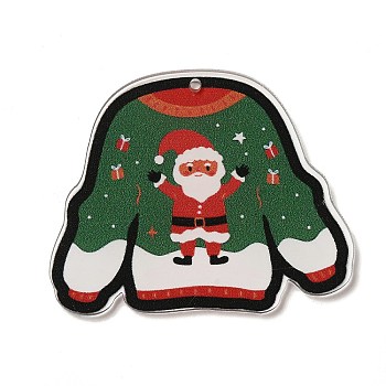 Christmas Theme Opaque Acrylic Pendants, Clothes, 39.5x47.5x1.8mm, Hole: 1.6mm