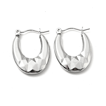 304 Stainless Steel Chunky Oval Hoop Earrings for Women, Stainless Steel Color, 23x17.5x3mm, Pin: 0.8mm