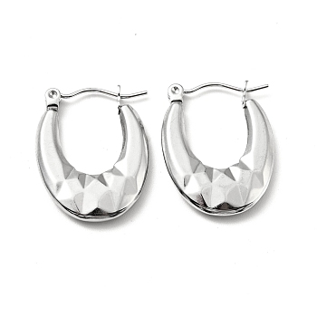 Non-Tarnish 304 Stainless Steel Chunky Oval Hoop Earrings for Women, Stainless Steel Color, 23x17.5x3mm, Pin: 0.8mm