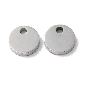 304 Stainless Steel Charms, Stamping Blank Tag, Flat Round Charm, Stainless Steel Color, 6x1.3mm, Hole: 1.2mm