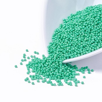 12/0 Grade A Baking Paint Glass Seed Spacer Beads, Medium Turquoise, 2x1.5mm, Hole: 0.7mm, about 2840pcs/50g