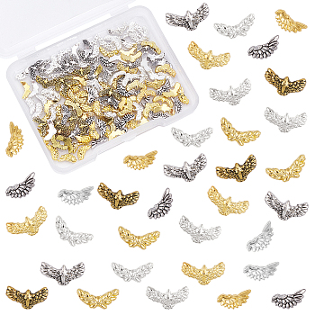 Olycraft 144Pcs 9 Style Alloy Cabochons, Nail Art Decoration Accessories, DIY Crystal Epoxy Resin Material Filling, Eagle & Wings, Mixed Color, 4~8x3.5~9x1~1.8mm