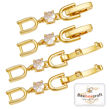 6Pcs Brass Extender Chain, with Cubic Zirconia, Necklace & Bracelet Extender Accessories, Golden, 35x6mm