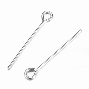 304 Stainless Steel Eye Pin, Stainless Steel Color, 22mm, Hole: 1.9x2mm, Pin: 0.7mm, about 250pcs/20g