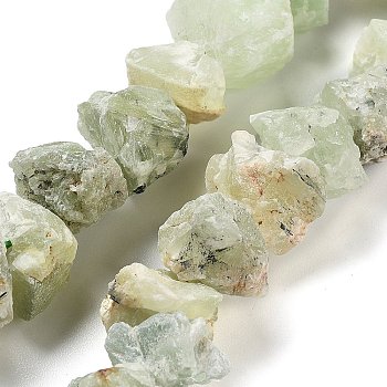 Raw Rough Natural Prehnite Beads Strands, Nuggets, 9~17x7~16x8~14mm, Hole: 0.9mm, about 21~25pcs/strand, 7.09''~7.87''(18~20cm)