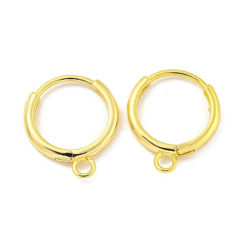 Brass Hoop Earring Findings, Round, Real 18K Gold Plated, 16.5x13.5x2mm, Hole: 2mm