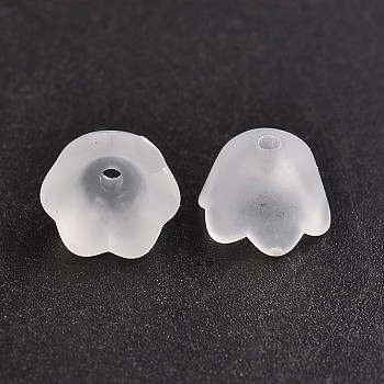Transparent Acrylic Beads Caps, Tulip Flower, Lily of the Valley, Frosted, Clear, 10x6mm, Hole: 1.5mm, about 88pcs/20g