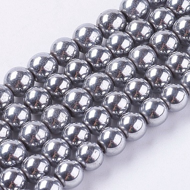 6mm Silver Round Magnetic Hematite Beads