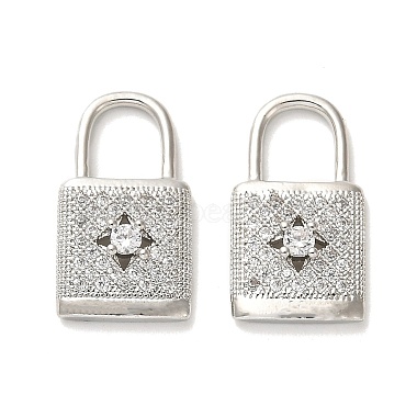 Platinum Clear Lock Brass+Cubic Zirconia Pendants