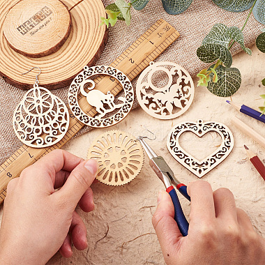Kits de fabrication de boucles d'oreilles pendantes en bois de bricolage cheriswelry(DIY-CW0001-16)-5