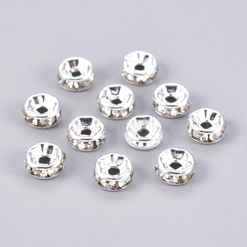Silver Plated Czech Crystal Rhinestone Square Spacer Beads 5x5/6x6/8x8/10x10mm 