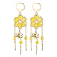 Glass Flower & Alloy Enamel Bee Chandelier Earrings(EJEW-MZ00088)-3