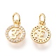 Brass Micro Pave Clear Cubic Zirconia Charms(ZIRC-I044-47G)-2