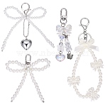 4Pcs 4 Styles Bowknot Plastic Pendant Decoration, for Bag Ornaments, Beige, 108~195mm, 1pc/style(HJEW-SZ0001-39)