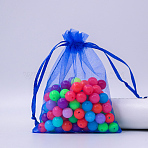 Rectangle Organza Drawstring Bags, Medium Blue, 10x8cm(CON-PW0001-054B-02)