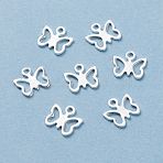 201 Stainless Steel Charms, Butterfly, Silver, 9x10x1mm, Hole: 1.2mm(STAS-H436-44S)