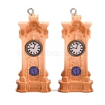 Printed Opaque Resin Pendants, Pendulum Clock
 Charms, with Platinum Iron Loop, Light Salmon, 50.5x21.5x7.5mm, Hole: 2mm(RE-CBA1F11-07P-D)