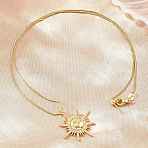 Brass Micro Pave Clear Cubic Zirconia Sun Pendant Adjustable Slider Necklaces, Cadmium Free & Lead Free, Rack Plating, Long-Lasting Plated, Real 18K Gold Plated, 19.25 inch(48.9cm)(KK-CBA4547-05G)