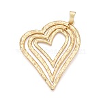 Rack Plating Alloy Big Pendants, Heart Charms, Cadmium Free & Lead Free, Matte Gold Color, 89x75x7.5mm, Hole: 11.5x5mm(PALLOY-N179-82MG)