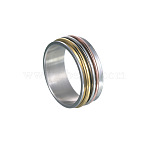 201 Stainless Steel Wide Band Rotating Finger Rings, Fidget Spinner Ring for Calming Worry Meditation, Multi-color, US Size 7(17.3mm)(FS-WGEF0B4-01)