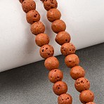 Dyed Synthetic Lava Rock Beads Strands, Round, Chocolate, 6mm, Hole: 1.2mm, about 63pcs/strand, 14.76''(37.5cm)(GG-CBAAE19-06A-01)