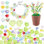 200Pcs 2 Styles Transparent Spray Painted Glass Beads, Flower, Mixed Color, 7~15x11.5~15x2~11.5mm, Hole: 1.2~1.5mm(GLAA-PH0004-45)