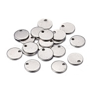 201 Stainless Steel Charms, Stamping Blank Tag, Laser Cut, Flat Round, Stainless Steel Color, 8x0.8mm, Hole: 1.2mm(STAS-F255-043P-8mm)