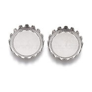 304 Stainless Steel Cabochon Settings, Lace Edge Bezel Cups, Flat Round, Stainless Steel Color, Tray: 12mm, 13x3.5mm(STAS-P249-12P)