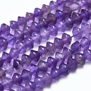 Natural Amethyst Beads Strands, Faceted, Bicone, 3.5~4x2~3mm, Hole: 0.6mm, about 171pcs/strand, 15.55 inch(39.5cm)(G-M353-A33-3.5-4mm)
