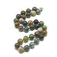 Natural Indian Agate Beaded Necklaces, with Alloy Lobster Clasps, Round, 18.8 inch~19.2  inch(48~49cm), round: 10mm(NJEW-S404-10)