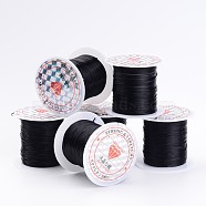 Flat Elastic Crystal String, Elastic Beading Thread, for Stretch Bracelet Making Fit Beading Jewelry Cord, Black, 0.8mm, about 10.93 yards(10m)/roll(X-EW-S001-22)