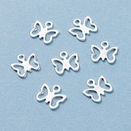 201 Stainless Steel Charms, Butterfly, Silver, 9x10x1mm, Hole: 1.2mm(STAS-H436-44S)