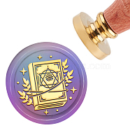 Brass Wax Seal Stamp with Handle, for DIY Scrapbooking, Book Pattern, 3.5x1.18 inch(8.9x3cm)(AJEW-WH0184-0205)