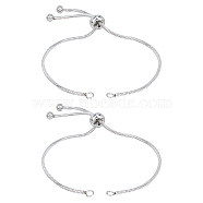 Adjustable 304 Stainless Steel Bracelet Making, Slider Bracelets, Stainless Steel Color, 9 inch(230mm), 1.5mm, Hole: 2.5~3mm, 10pcs/box(STAS-UN0002-54P)