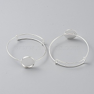 Brass Expandable Bangle Makings, Round Blank Tray Setting, Silver, Tray: 20mm, 1.5~10mm, Inner Diameter: 62.5mm(KK-WH0079-55S)