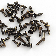 Iron Screws Findings, Antique Bronze, 7x4mm, pin: 2mm, about 3755pcs/500g(IFIN-R203-30AB)