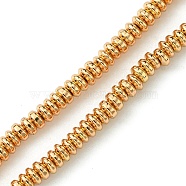 Electroplated Synthetic Non-Magnetic Hematite Beads Strands, Disc, Heishi Beads, Light Gold Plated, 3x1.5mm, Hole: 1mm, about 285pcs/strand, 16.30''(41.4cm)(G-H020-J01-03)