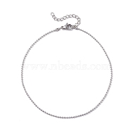 1mm 304 Stainless Steel Ball Chains Anklet for Men Women, Stainless Steel Color, 9.84 inch(25cm)(AJEW-AN00455)