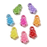 Opaque Acrylic Pendants, Craft Style, Flower, Mixed Color, 18x10.5x4mm, Hole: 3.4mm, 1190pcs/500g(OACR-E039-40)