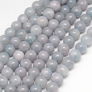 Natural Yellow Jade Beads Strands, Dyed, Round, Light Grey, 8mm, Hole: 1mm, about 50pcs/strand, 15.75 inch(G-G598-8mm-YXS-08)