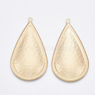 Smooth Surface Iron Big Pendants, Cadmium Free & Lead Free, Teardrop, Matte Gold Color, 57.5x32x3mm, Hole: 1.8mm(IFIN-T012-70-RS)