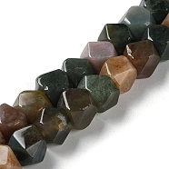 Natural Indian Agate Star Cut Round Beads Strands, Faceted, 7~8.5x7~8.5x7~8.5mm, Hole: 1.2mm, about 25~26pcs/strand, 8.39''~8.62''(21.3~21.9cm)(G-M418-C08-01)