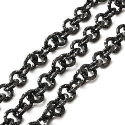 Ion Plating(IP) 304 Stainless Steel Textured Cable Chains, with Spool, Unwelded, Gunmetal, 7~8x1.2~1.5mm, about 16.40 Feet(5m)/Roll(STAS-B040-02B)