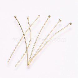 304 Stainless Steel Ball Head Pins, Real 18K Gold Plated, 30x0.8mm(STAS-I312-D02-G02)