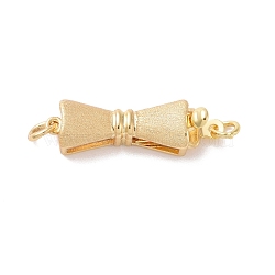 Brass Box Clasps, Textured, Bowknot, Golden, 20x6x5.5mm, Hole: 2.3mm(KK-G427-06G)