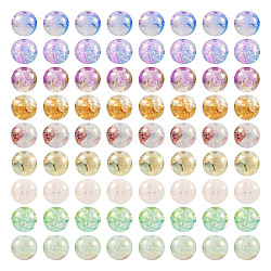 Pandahall 180Pcs 9 Colors Baking Painted Crackle Glass Beads, with Gold Powder, Round, Mixed Color, 8mm, Hole: 1.2mm, 20Pcs/color(DGLA-TA0001-06)