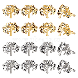 AHADERMAKER 16Pcs 2 Colors 201 Stainless Steel Tree of Life Finger Ring for Women, Golden & Stainless Steel Color, US Size 6(16.5mm), 8Pcs/color(RJEW-GA0001-01)