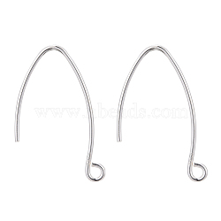 925 Sterling Silver Earring Hook Findings, Silver, 27mm, Hole: 2mm, Pin: 1mm, about 27pairs/20g(STER-M102-04S)