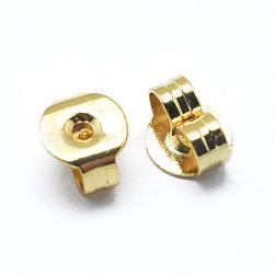 Brass Ear Nuts, Friction Earring Backs for Stud Earrings, Golden, 5x4x2.5mm, Hole: 0.8mm(KK-I641-01G)
